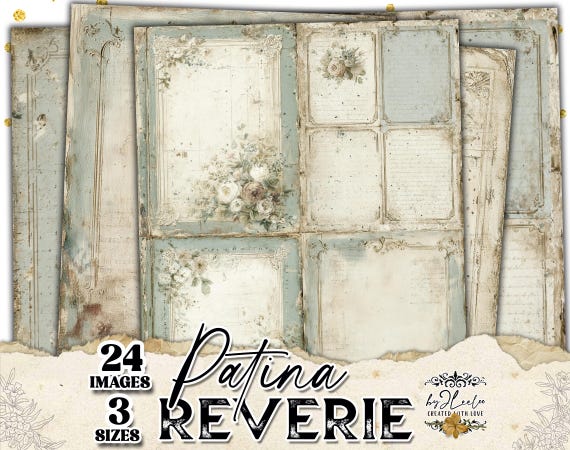 PATINA REVERIE – vintage floral pages for junk journal • faded soft shabby grunge papers for collage | ppK01