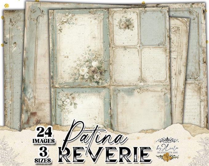 PATINA REVERIE – vintage floral pages for junk journal • faded soft shabby grunge papers for collage | ppK01