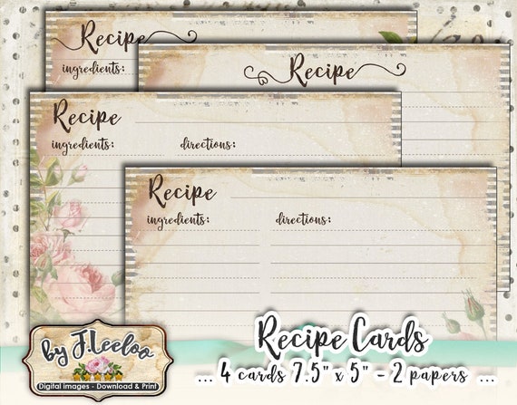 RECIPE CARDS editable printable kitchen organization cookbook vintage crafting paper instant download Digital collage sheet printable pp463