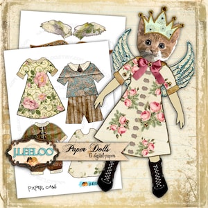 PAPER CATS digitale papier puppie pop veranderde art journal pagina digitale collage blad scrapbooking jpg png instant download pp253