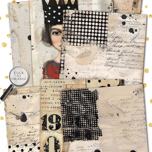 DISTRESSED DOTS Vintage Pages Collage | Old Textured Card Junk Journal ...