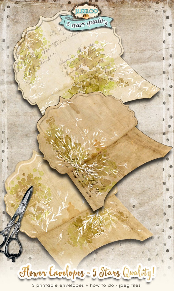 FLOWER ENVELOPES digital invite greetings paper craft hobby art crafting scrapbooking diy vintage instant download printable pp413
