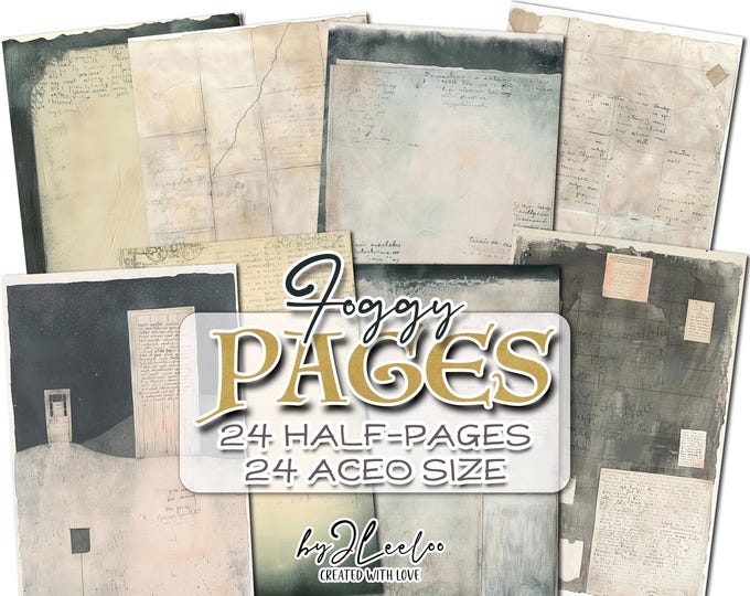 FOGGY PAGES half pages Dark Gothic Junk Journal | Eerie diary halloween Aceo Atc Printable | Vintage paper collage digital card CU | pp837