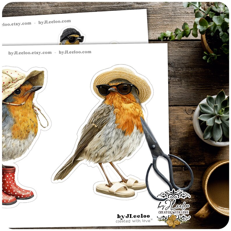 Whimsy Robin DAPPER ROBINS – Vintage Dressed Robin PNG & Journal Ephemera ...