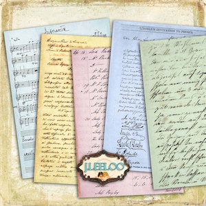 10 alte Handschrift alter Schriften 5 x 7 inch Postkarte für Scrapbook, download druckbares Papier gut pp285