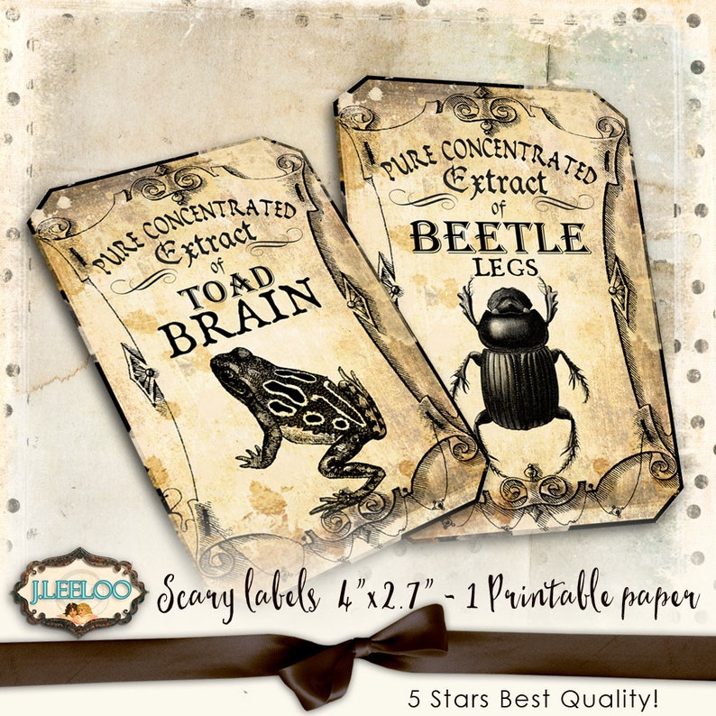 SCARY LABELS 4 X 2.7 Inch Digital Collage Sheet Gothic Apothecary ...