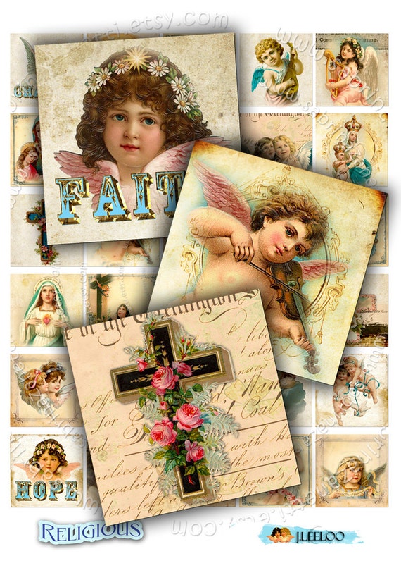 Digital sheet RELIGIOUS 1.5 inch square angel merry christmas holidays jewellery pendant clipart magnet instant download printable qu194