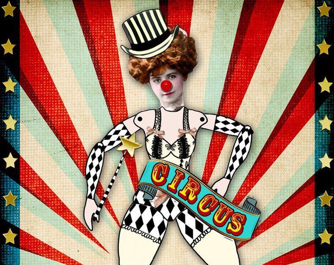 CIRCUS PAPER DOLL articulated printable altered art  Digital collage sheet scrapbook mixed media collage instant download pp366