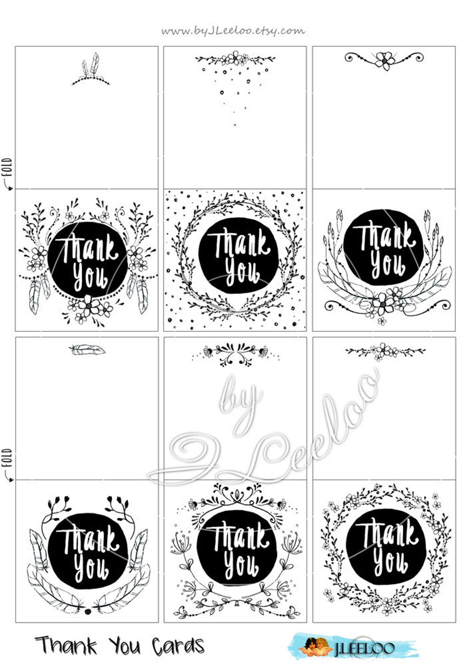 THANK YOU Card Gift Tags Jewelry Holder Digital Collage Sheet Etsy