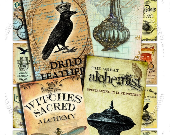 LE POISON 2x1 inch domino love dark heart black crow for jewellery Digital collage sheet pendant clipart magnet instant download do125