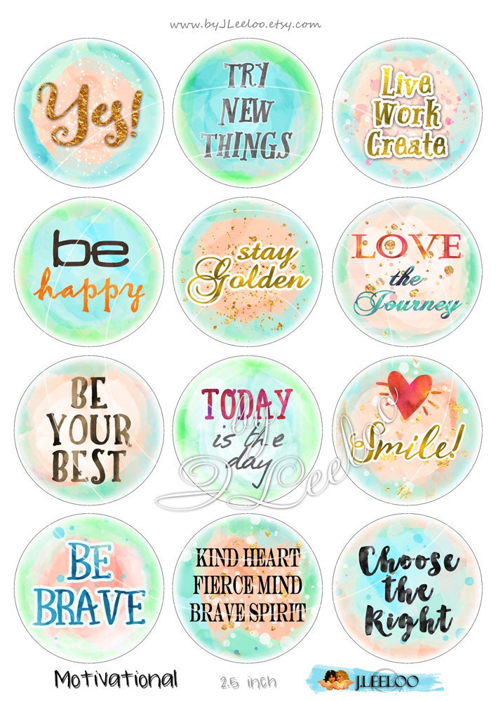 MOTIVATIONAL 2.5 Inch Circle Quote Digital Collage Resin - Etsy