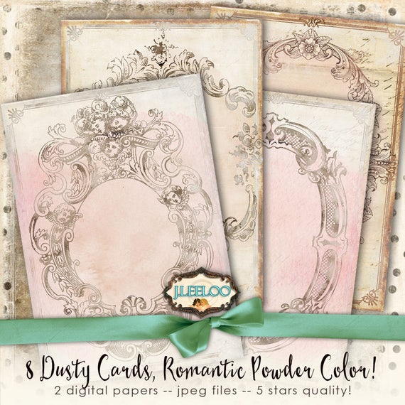 8 Cornice vittoriana Sfondo cartolina shabby chic Foglio collage digitale download istantaneo stampabile pp404