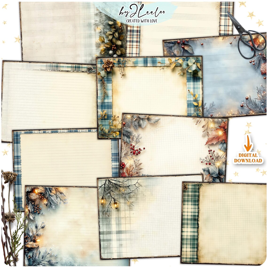 TWINKLING PLAID 10 Extra Pages Junk Journal Printable | Holidays Season ...