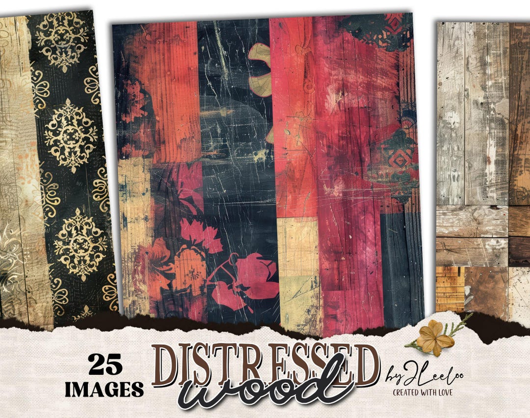 DISTRESSED WOOD Vintage Pages | Old Textured Card Junk Journal Diary ...