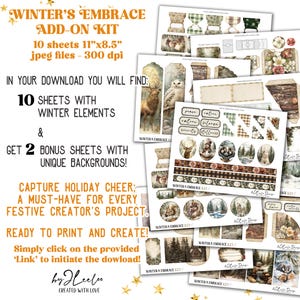 WINTER'S EMBRACE Add-on Kit Junk Journal Pages Printable | Enchanted ...