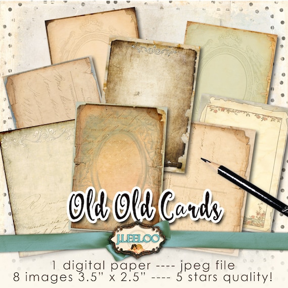 OLD CARD atc aceo Digital collage sheet writable invitation greeting card jewelry holder rustic old book diary art scrapbook ac271