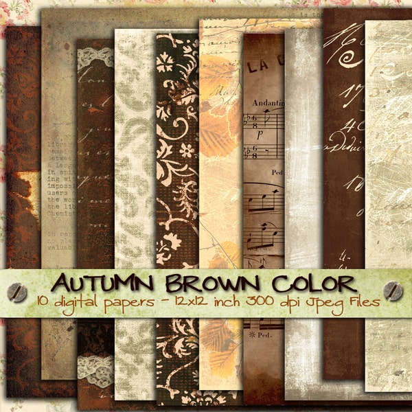 AUTUMN BROWN COLOR large Digital collage sheet - invitation background texture for scrapbooking - instant download printable - pp129