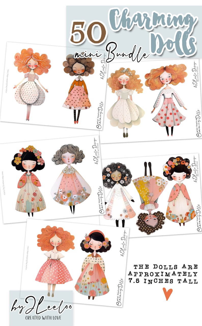 CHARMING DOLLS Paper Printable Kit Junk Journal Cut off | Dolls Bundle ...