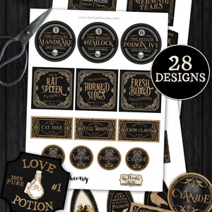 DARK APOTHECARY Printable Potion Poison Tags Label Bottle Jar Labels ...