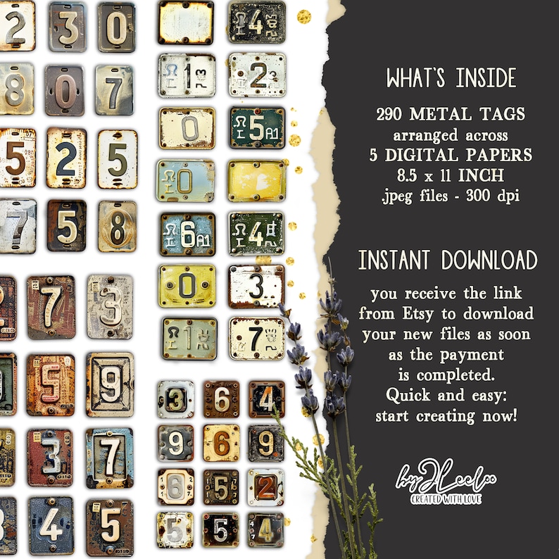 ANTIQUE METAL TAGS Numbers Labels Printable Steampunk Supplies ...