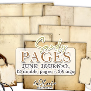 SANDY PAGES diário de lixo para impressão | tags de meias páginas em branco Suprimentos de mídia mista | Colagem de diário de papel vintage desgastado | pp675