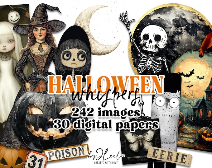 HALLOWEEN WHISPERS 242 images | Dark Collection Gothic Halloween Digital Images Collection Vintage  junk journal | Commercial Use | pp853