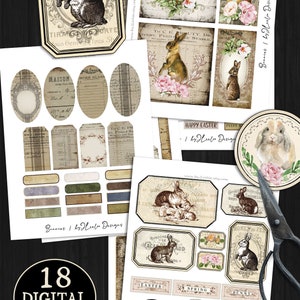 Bunnies Junk Journal Easter Shabby Chic French Digital Download Peter ...