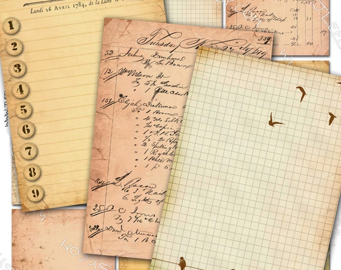 WRITING printable Digital collage sheet diary art jewelry holder cards journaling paper handwriting tags labels background ac242