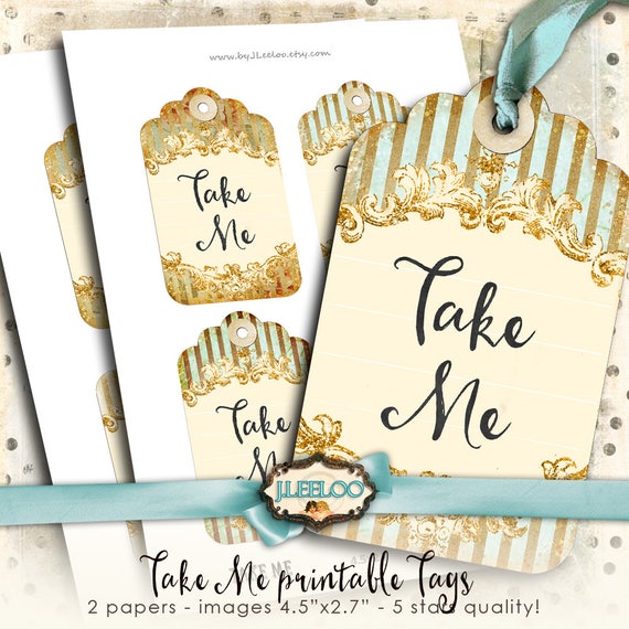 TAKE ME alice wonderland tags gift card paper good scrapbook instant download Digital collage sheet printable party shabby chic tl186