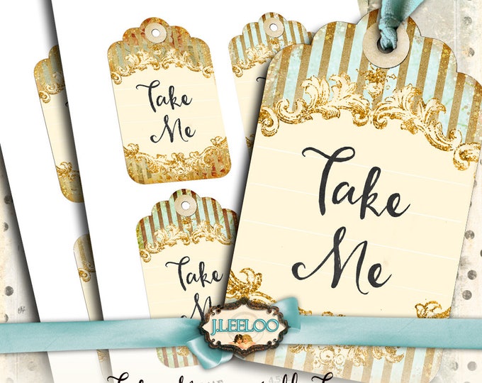 TAKE ME alice wonderland tags gift card paper good scrapbook instant download Digital collage sheet printable party shabby chic tl186