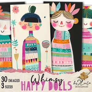 Marque-pages hauts Fantaisie HAPPY DOLLS 3 tailles | Personnages fantaisie poupée en papier livre pour enfants techniques mixtes dessinés à la main | Téléchargement numérique CU | page 815