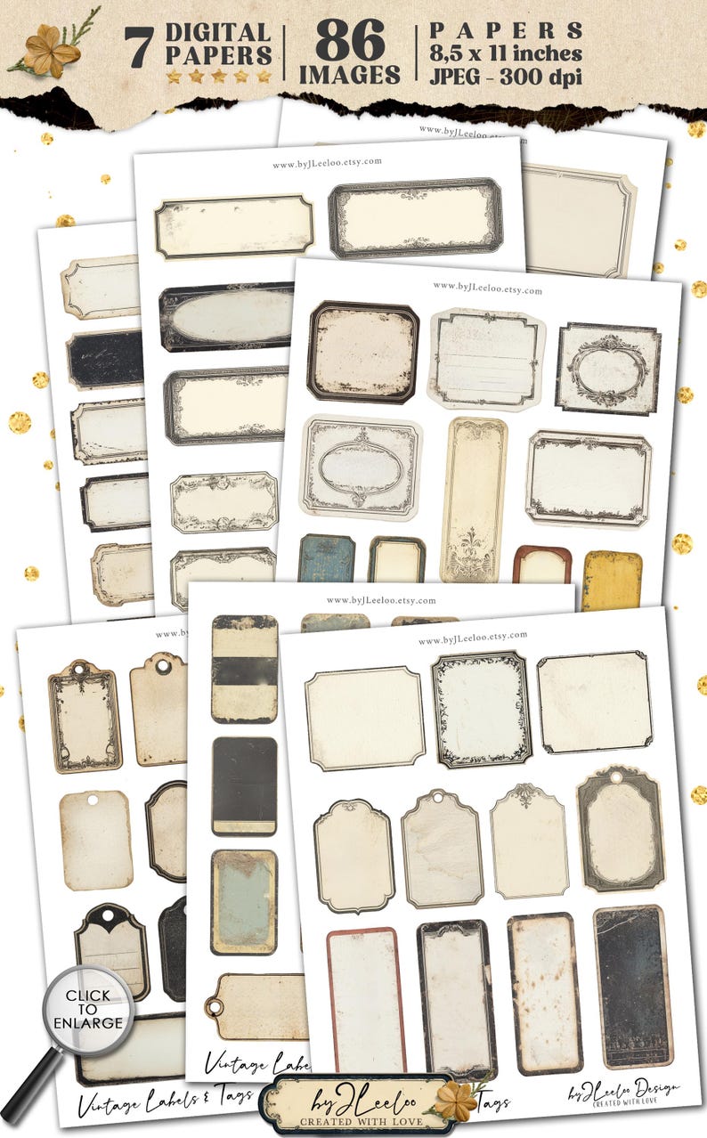 VINTAGE LABELS and TAGS Printable Old Grungy Writable Steampunk ...