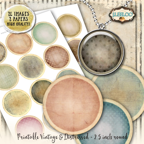 VINTAGE POLKA DOTS 2.5 inch circle shabby chic images pendant magnet and craft distressed instant download printable image tn546
