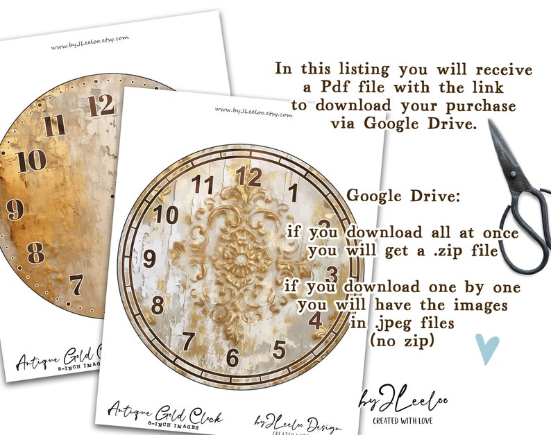 ANTIQUE GOLD Clock 8 Inch Circle Printable Clock Face Grunge Making ...