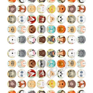 K&ouml;nnte beinhalten: Ein Set mit 36 bunten runden Aufklebern mit einem Durchmesser von 20 mm, die verschiedene Tierillustrationen zeigen. Die Aufkleber zeigen eine Vielzahl von Tieren, darunter einen Fuchs, einen B&auml;ren, einen Pinguin, einen Hirsch, ein Kaninchen, eine Katze, einen Hund, ein Zebra, eine Eule, einen L&ouml;wen, einen Panda und ein Schwein. Die Aufkleber sind perfekt, um Ihren Bastelarbeiten, Geschenken und Ihrer Inneneinrichtung einen Hauch von Verspieltheit zu verleihen.