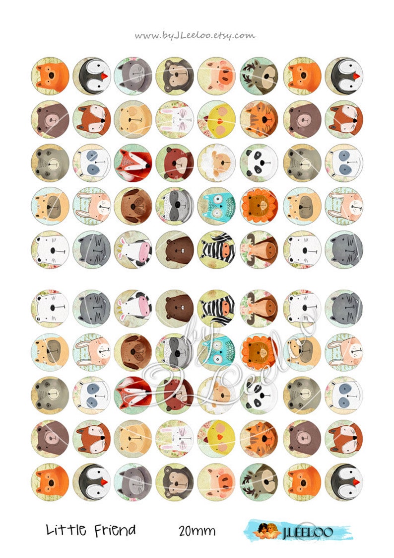 K&ouml;nnte beinhalten: Ein Set mit 36 bunten runden Aufklebern mit einem Durchmesser von 20 mm, die verschiedene Tierillustrationen zeigen. Die Aufkleber zeigen eine Vielzahl von Tieren, darunter einen Fuchs, einen B&auml;ren, einen Pinguin, einen Hirsch, ein Kaninchen, eine Katze, einen Hund, ein Zebra, eine Eule, einen L&ouml;wen, einen Panda und ein Schwein. Die Aufkleber sind perfekt, um Ihren Bastelarbeiten, Geschenken und Ihrer Inneneinrichtung einen Hauch von Verspieltheit zu verleihen.