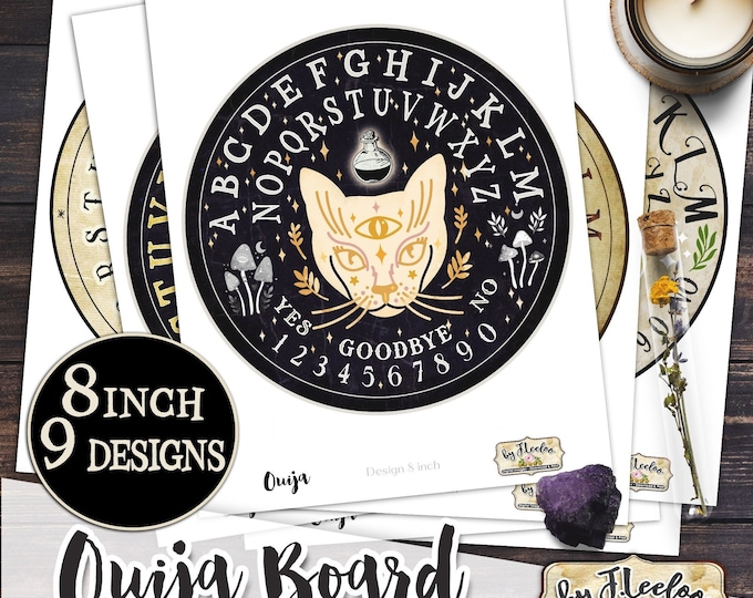 OUIJA BOARD 8 inch circle printable Halloween party mystic esoteric invitation printable occult astrology tn624