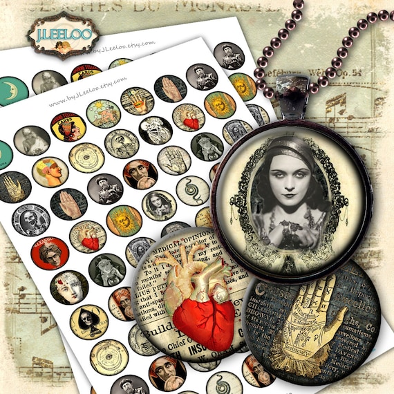 FORTUNE TELLER 1"  halloween images download digital collage sheet for resin glass pendants bezel findings trays magnets cabochon TN482