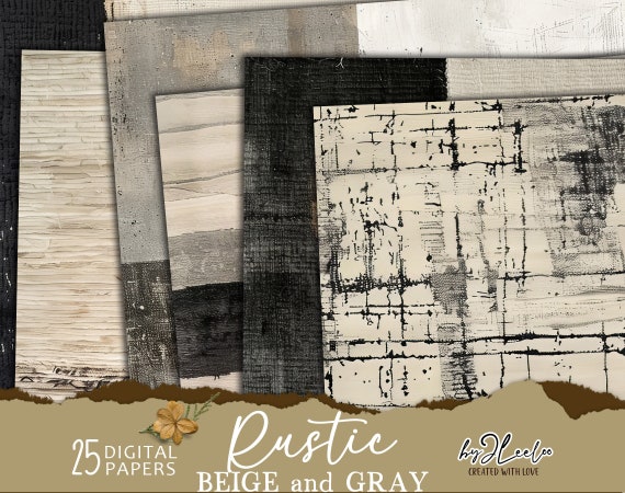 RUSTIC BEIGE and GRAY vintage papers | modern minimal art  - texture background - Distressed collage digital poster - beige abstract | pp740