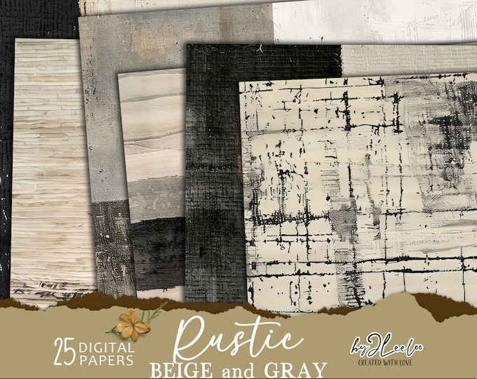 RUSTIC BEIGE and GRAY vintage papers | modern minimal art  - texture background - Distressed collage digital poster - beige abstract | pp740