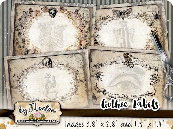 GOTHIC LABELS potion apothecary blank writable printable tags label poison bottle jar instant download printable sheet pp505