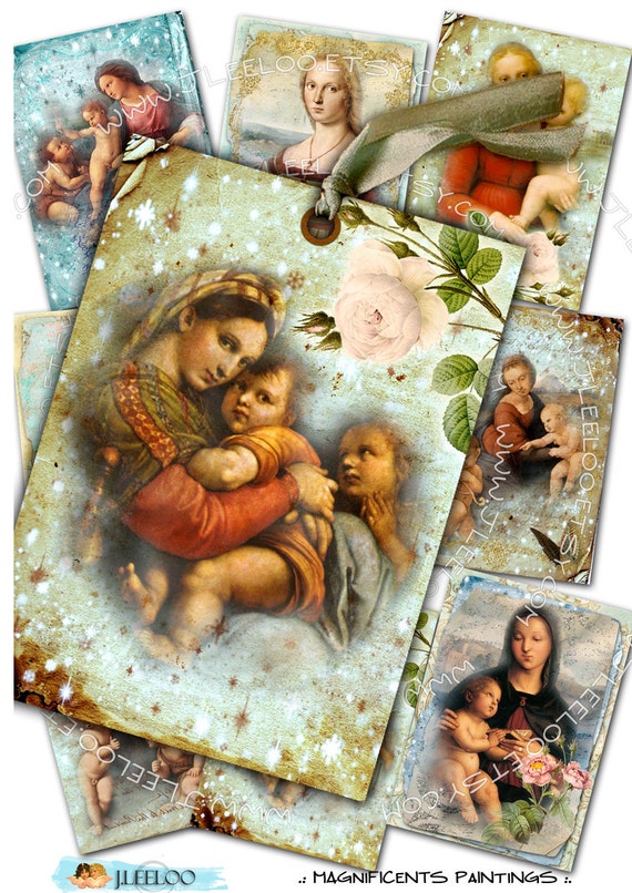 MAGNIFICENTS PAINTING size atc aceo cards renaissance italy painting Digital collage sheet printable jewelry holder paper goods ac173