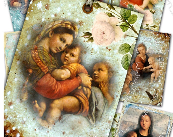 MAGNIFICENTS PAINTING size atc aceo cards renaissance italy painting Digital collage sheet printable jewelry holder paper goods ac173