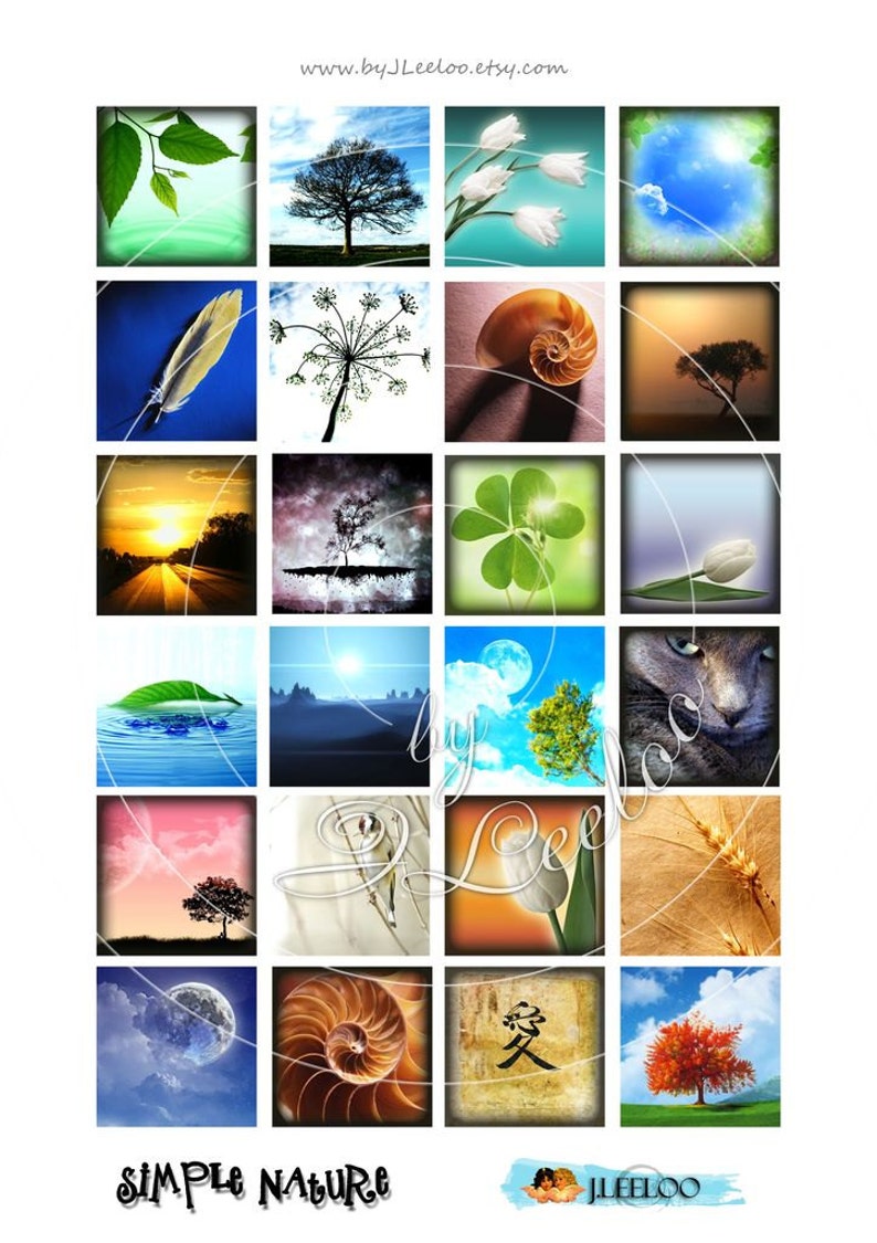 Digital printable SIMPLE NATURE 1.5x1.5 inch square photo landscape paper goods for pendant clipart bottle cap instant download qu318 image 3