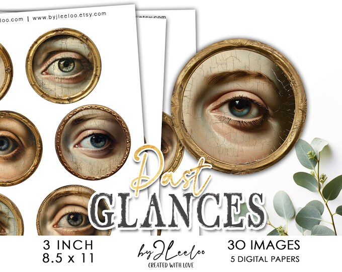 PAST GLANCES 3 inch printable | printable pendant | supplies round mirror sticker jewellery pin craft journal | digital keychain DiY | tn795