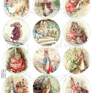 Puede incluir: Doce pegatinas redondas con ilustraciones de Peter Rabbit del libro infantil de Beatrix Potter. Las pegatinas tienen un di&aacute;metro de 6,35 cm y son compatibles con las etiquetas Avery 5294.