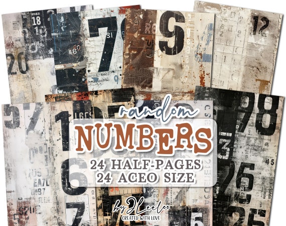 RANDOM NUMBERS half pages grunge industrial printable | junk journal Mixed Media supplies | Distressed dirty paper DiY collage diary | pp726
