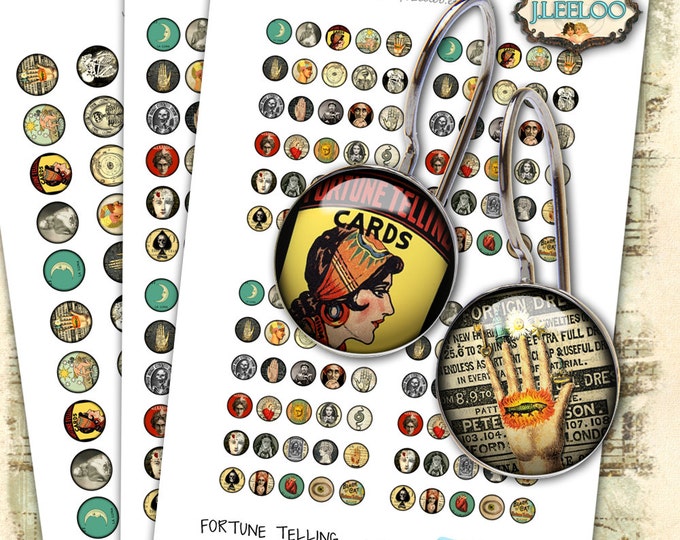 FORTUNE TELLER 12mm 16mm 20mm circle gothic scary halloween bracelets earrings rings instant download Digital collage sheet tn468