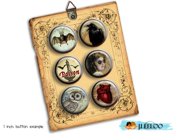 Digital collage LOVECRAFT 1.313 inch button size gothic scary halloween poison magnet stickers pendant instant download printable tn219