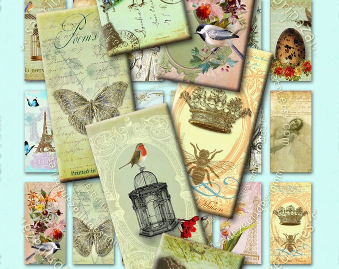 A PUFF of PINK POWDER printable 2x1 inch domino crow bird royal instant download background Digital collage sheet paper victorian do102